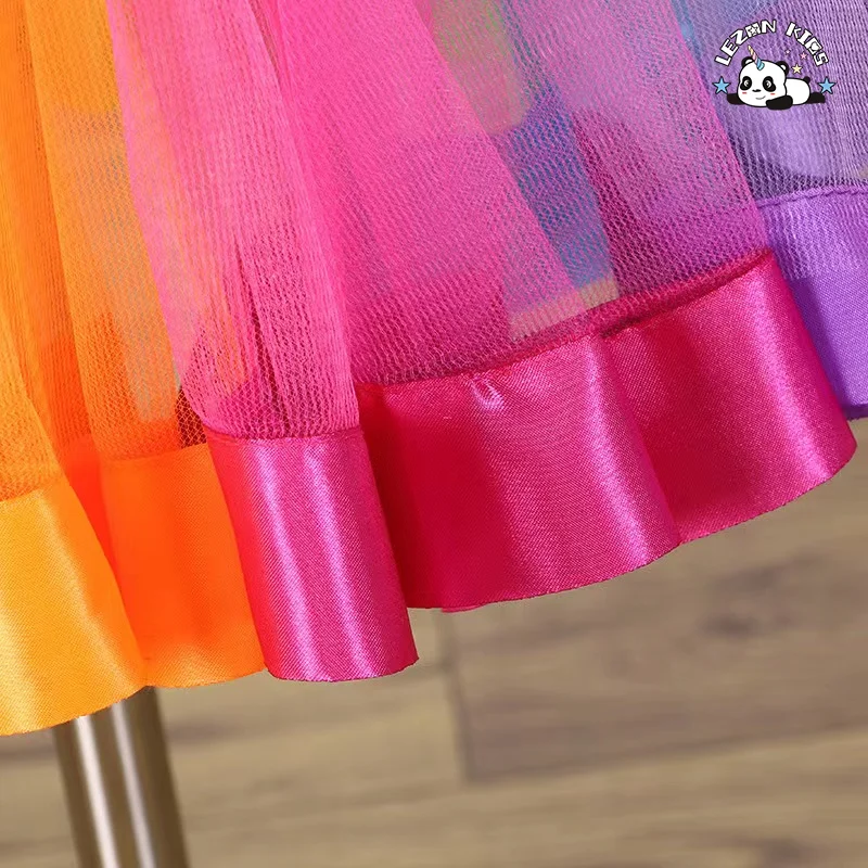 LEZONKIDS - Customizable New Fahion Multi-color Puffy Cute Bow Tulle Girls Tutu Skirt For2-14 Years Old